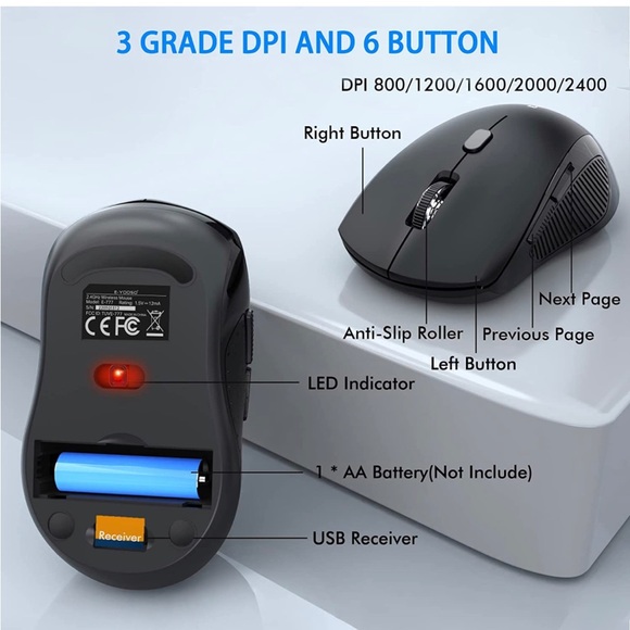 Wireless Keyboard and Mouse Combo, 2.4GHz with Wrist Rest - Picture 7 of 7